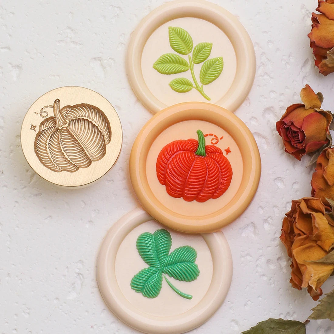 Embroidery Series Sealing Stamp Head 25mm Copper Plant Embossed Relief Stamp For DIY Cards Scrapbooking Invitation Decor